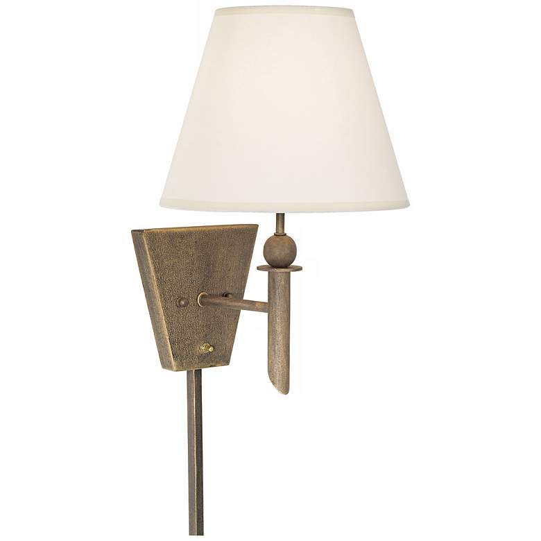 Image 1 1V691 - Brown Metal Clay Sandstone Plug-In Wall Lamp