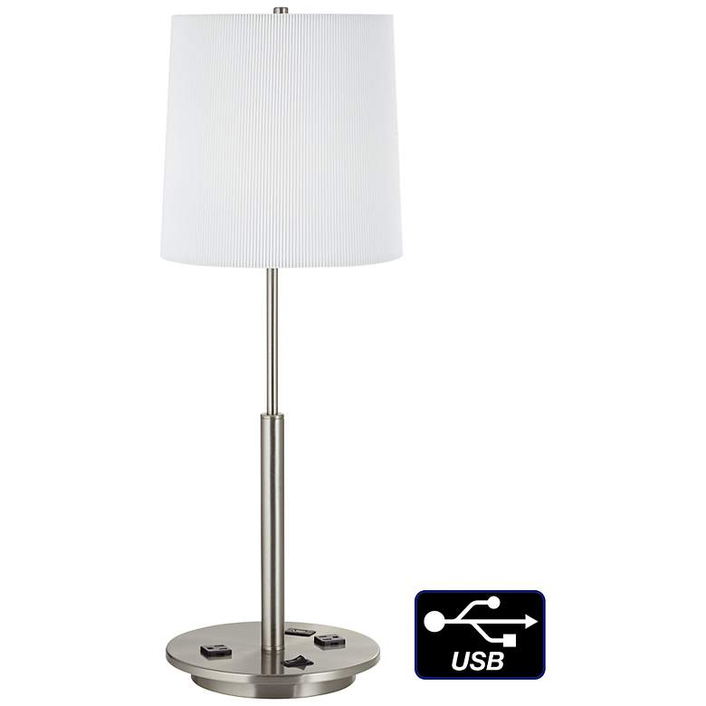 Image 1 1V697 - Brushed Nickel Metal Table Lamp with USB