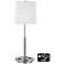 1V697 - Brushed Nickel Metal Table Lamp with USB