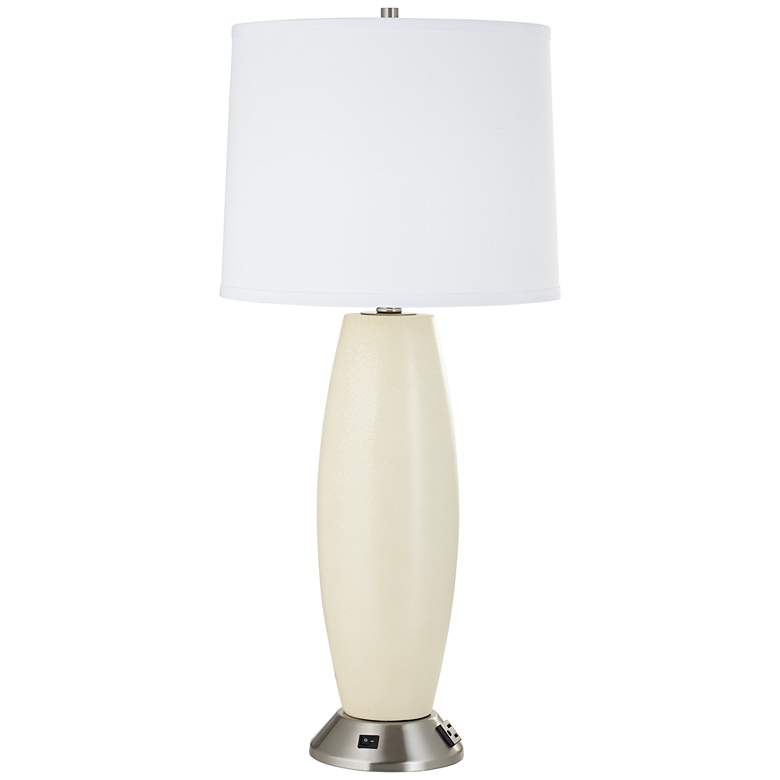 Image 1 1V711 - Ivory Crackle Column Table Lamp W/ Outlet