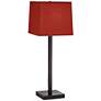 1V734 - Espresso Black Square Table Lamp W/ Orange Shade