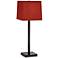 1V734 - Espresso Black Square Table Lamp W/ Orange Shade