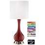 1V745 - Brushed Nickel and Red Glass Table Lamp W/ USB