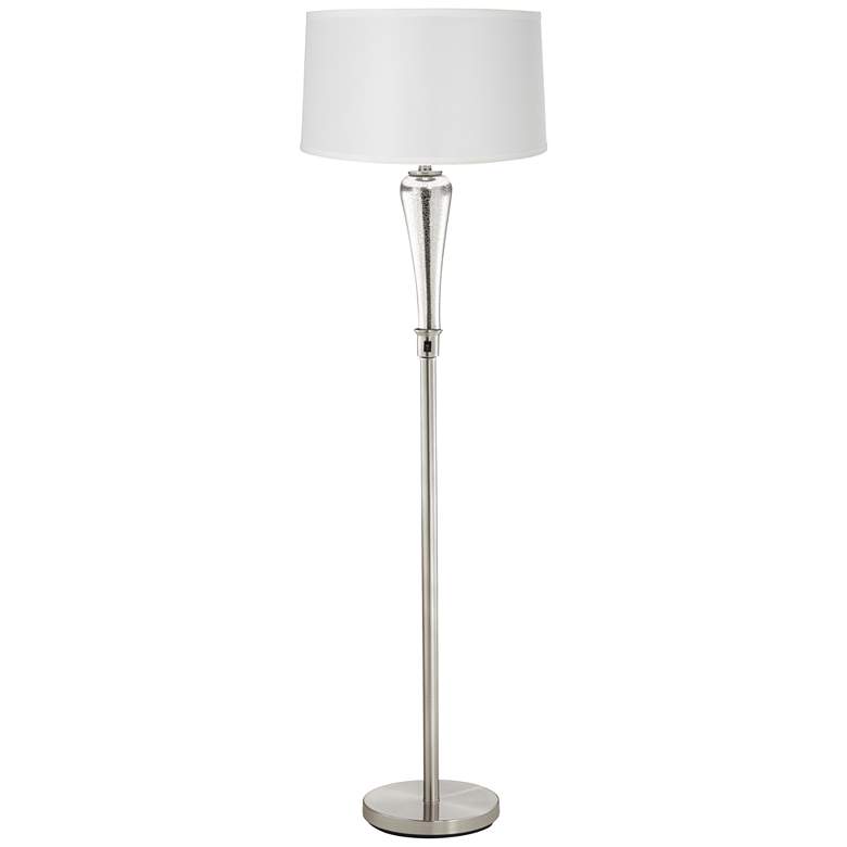 Image 1 1V746 - Brushed Nickel Seeded Glass Small Floor Lamp