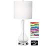 1V747 - Brushed Nickel and Clear Glass Table Lamp W/ USB