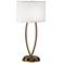 1V755 - Deep Bronze Metal Tube Table Lamp with Outlets