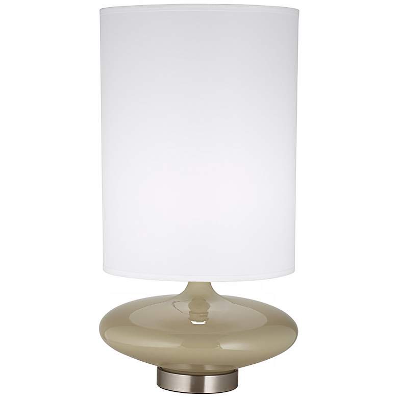 Image 1 1V761 - Brushed Nickel Metal and Glass Saucer Table Lamp