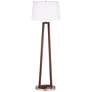 1V771 - Deep Walnut Wood and Metal Floor Lamp