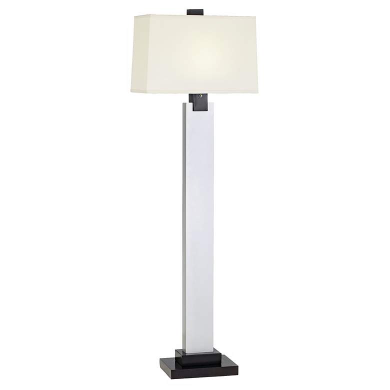 Image 1 1V825 - Silver Metal and Wood Floor Lamp