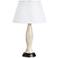 1V841 - Antique Gold Metal Table Lamp w/ White Linen Shade