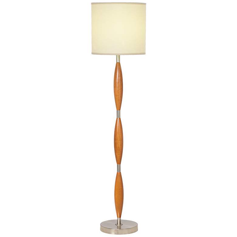 Image 1 1V846 - Brushed Nickel and Cherry Finish Floor Lamp