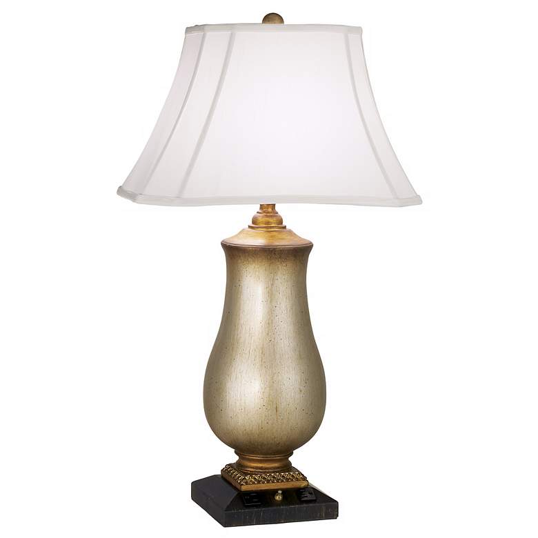 Image 1 1V848 - Tarnished Silver Urn Table Lamp with Bell Shade