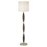 1V849 - Brushed Nickel and Chocolate Brown Wood Floor Lamp