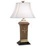 1V872 - Distressed Warm Silver Table Lamp with Bell Shade