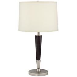 1V906 - Dark Mahogany and Brushed Steel Fluted Table Lamp