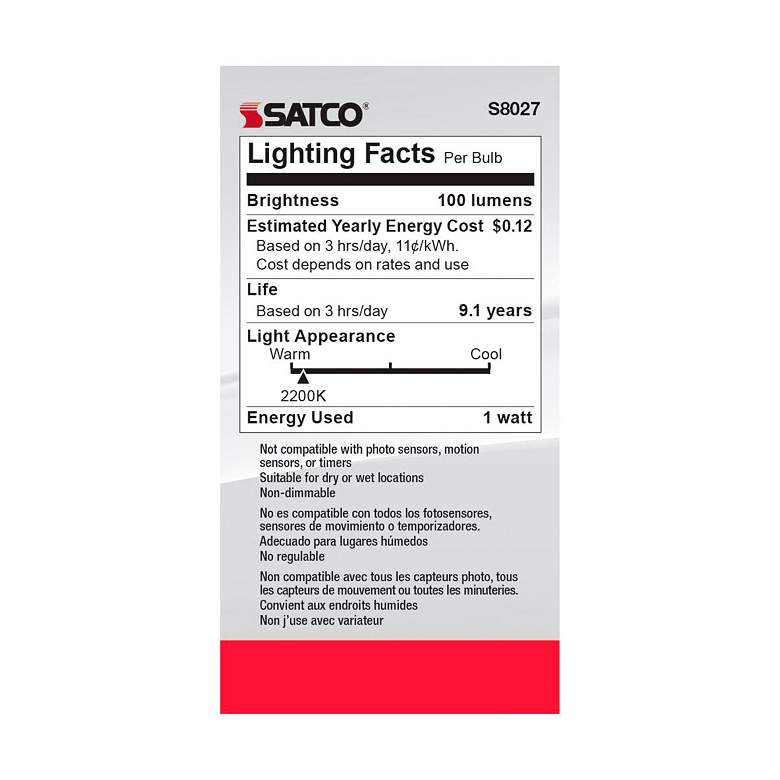 Image 5 1W S14 Standard Base String Light Replacement LED Bulbs 4-Pack by Satco more views