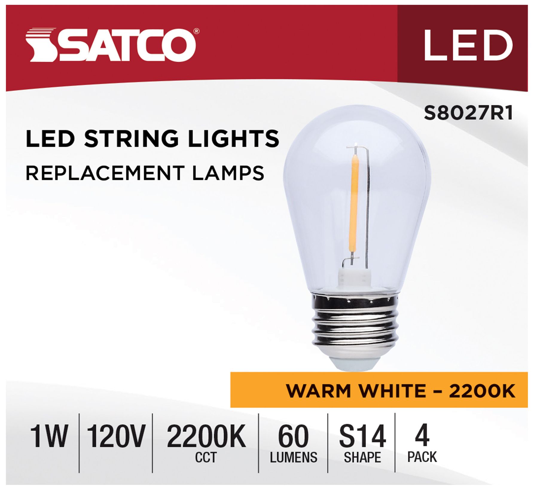 Image 3 1W S14 Standard Base String Light Replacement LED Bulbs 4-Pack by Satco more views