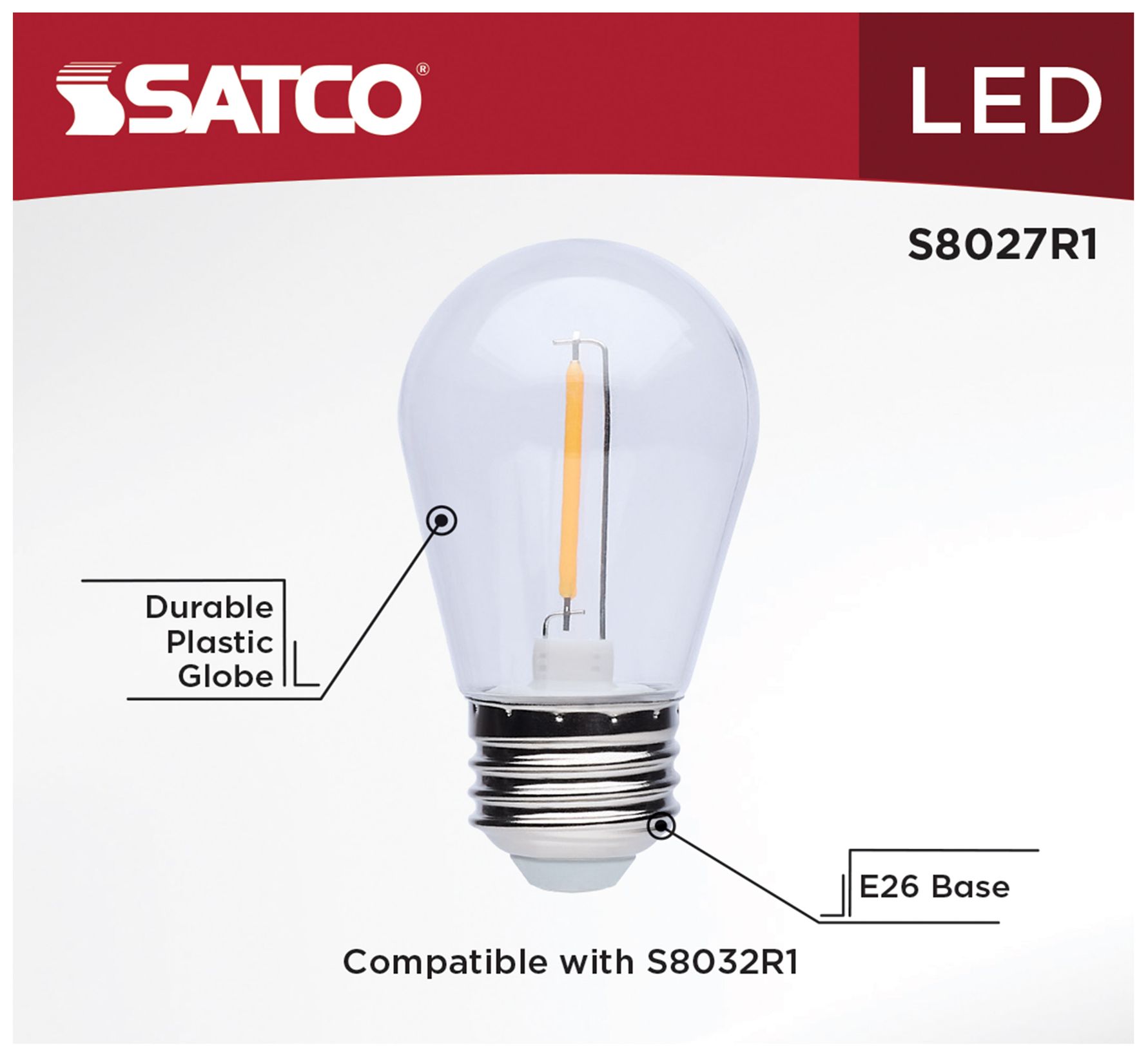 Image 4 1W S14 Standard Base String Light Replacement LED Bulbs 4-Pack by Satco more views