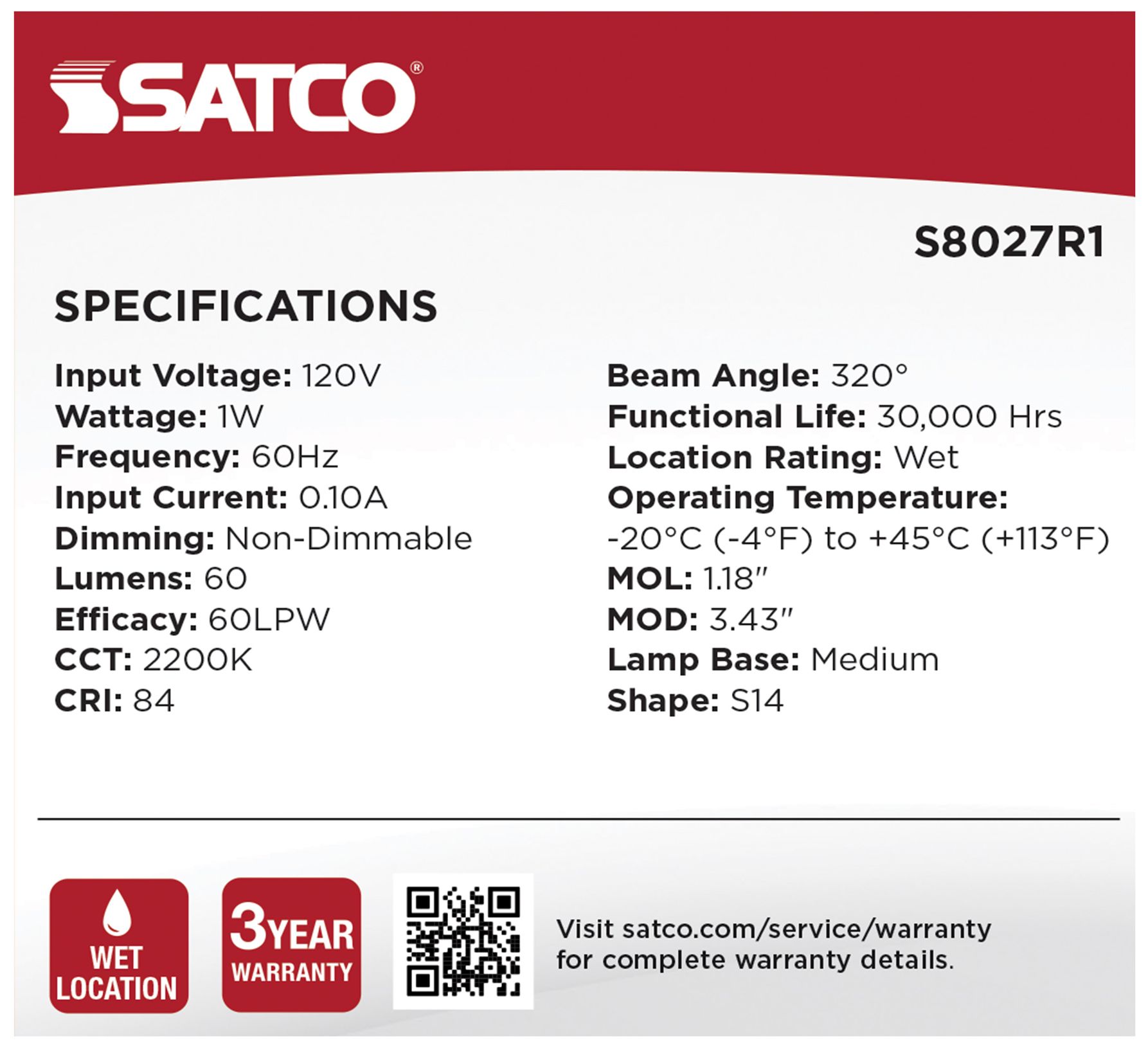 Image 6 1W S14 Standard Base String Light Replacement LED Bulbs 4-Pack by Satco more views