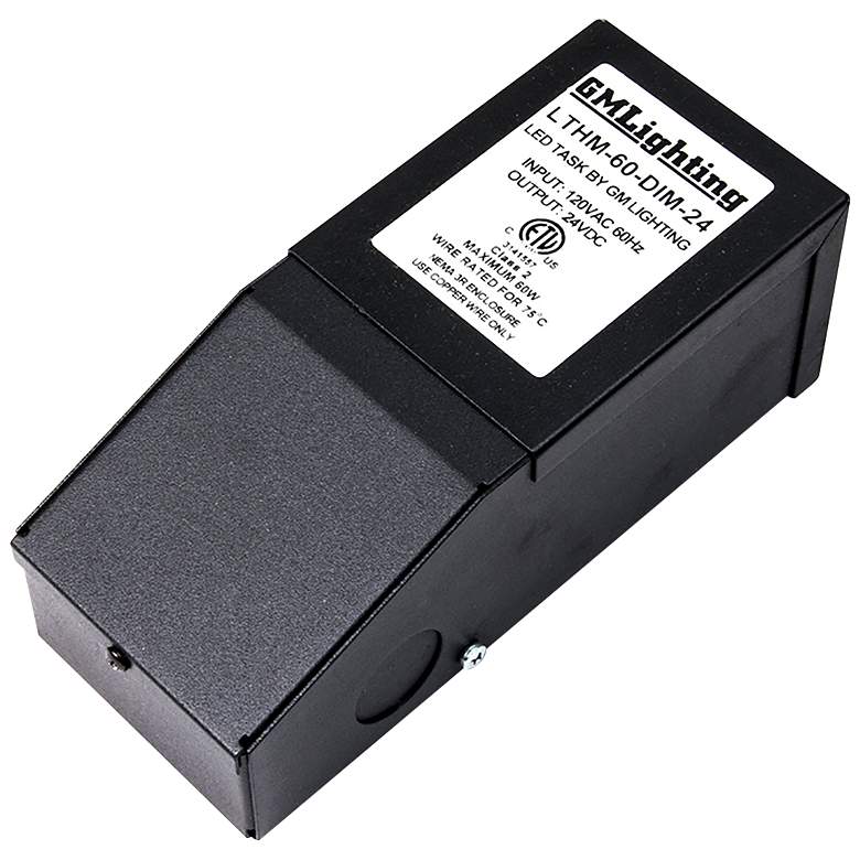 Image 1 2.59" Wide Black 60-Watt LED Dimmable Power Supply