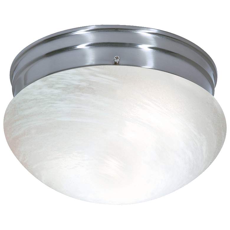 Image 1 2 Light - 10" - Flush Mount - Alabaster Mushroom - Brushed Nickel Fini