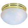 2 Light - 10" - Flush Mount - Alabaster Mushroom - Polished Brass Fini