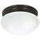 2 Light - 10" - Flush Mount - Medium Alabaster Mushroom - Old Bronze F