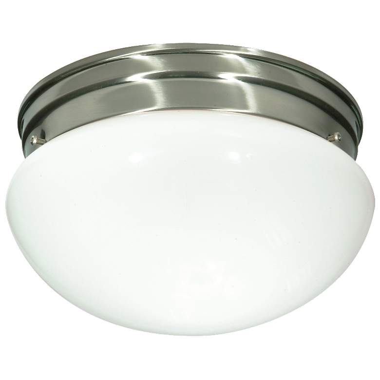 Image 1 2 Light - 10" - Flush Mount - Medium White Mushroom - Brushed Nickel F