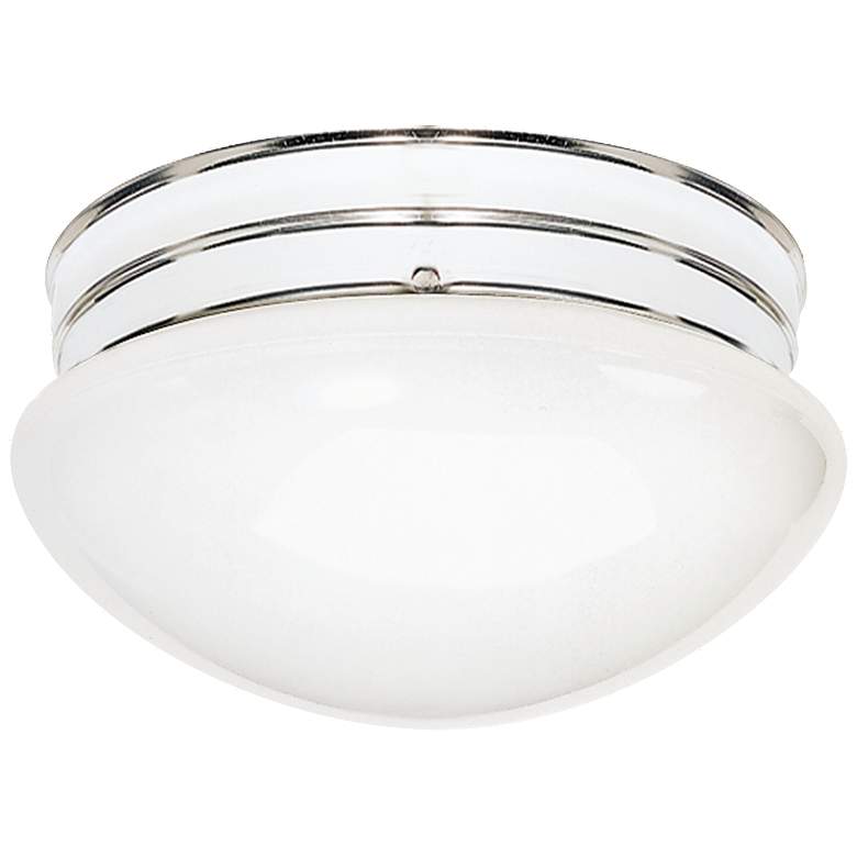 Image 1 2 Light - 10" - Flush Mount - White Mushroom - Polished Chrome Finish