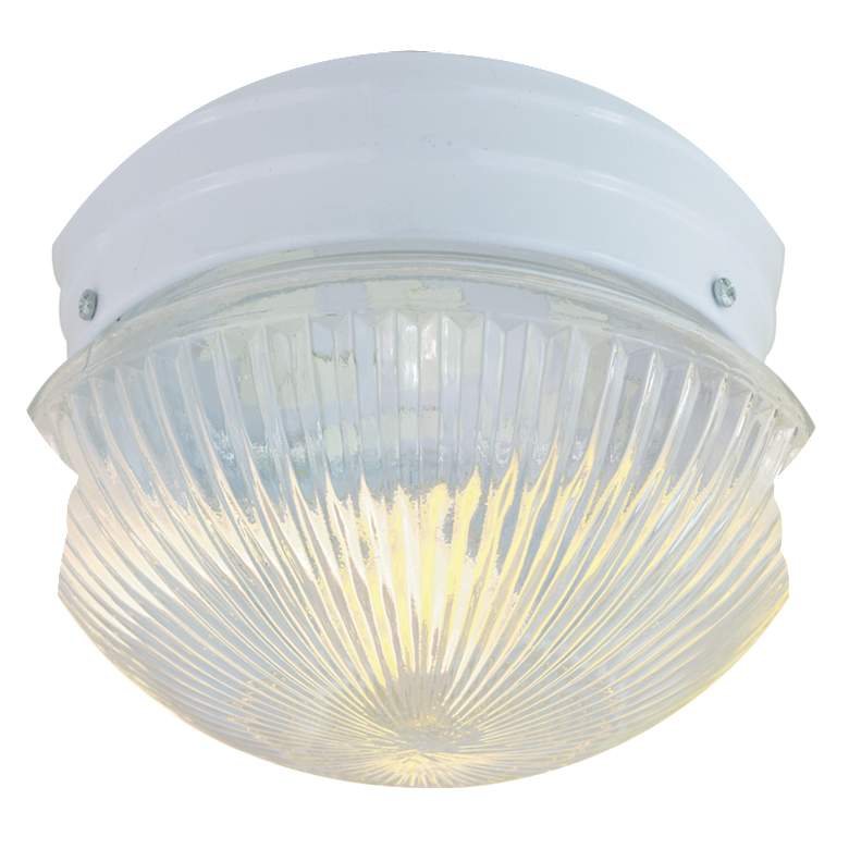 Image 1 2 Light - 10 inch Flush with Clear Ribbed Glass - White Finish