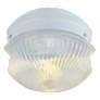 2 Light - 10" Flush with Clear Ribbed Glass - White Finish