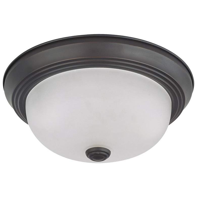 Image 1 2 Light; 11 in.; Flush Mount with Frosted White Glass