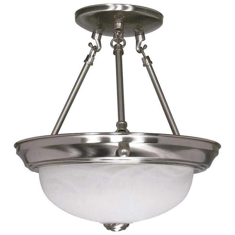 Image 1 2 Light; 11 in.; Semi-Flush; Alabaster Glass