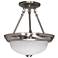 2 Light; 11 in.; Semi-Flush; Alabaster Glass