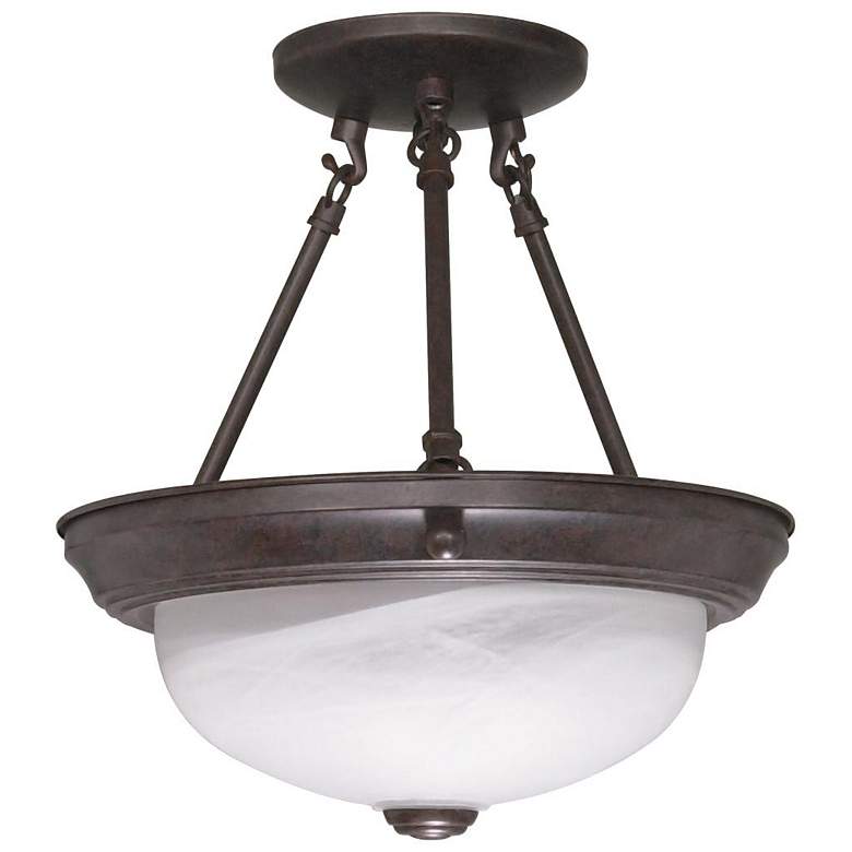 Image 1 2 Light; 11 in.; Semi-Flush; Alabaster Glass