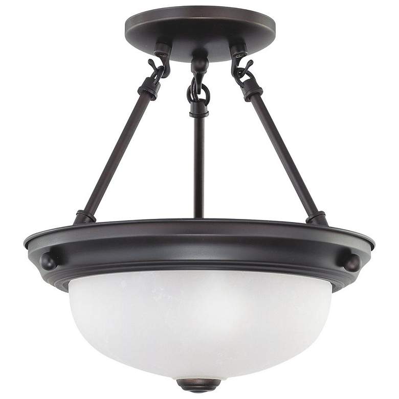 Image 1 2 Light; 11 in.; Semi-Flush with Frosted White Glass