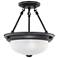 2 Light; 11 in.; Semi-Flush with Frosted White Glass