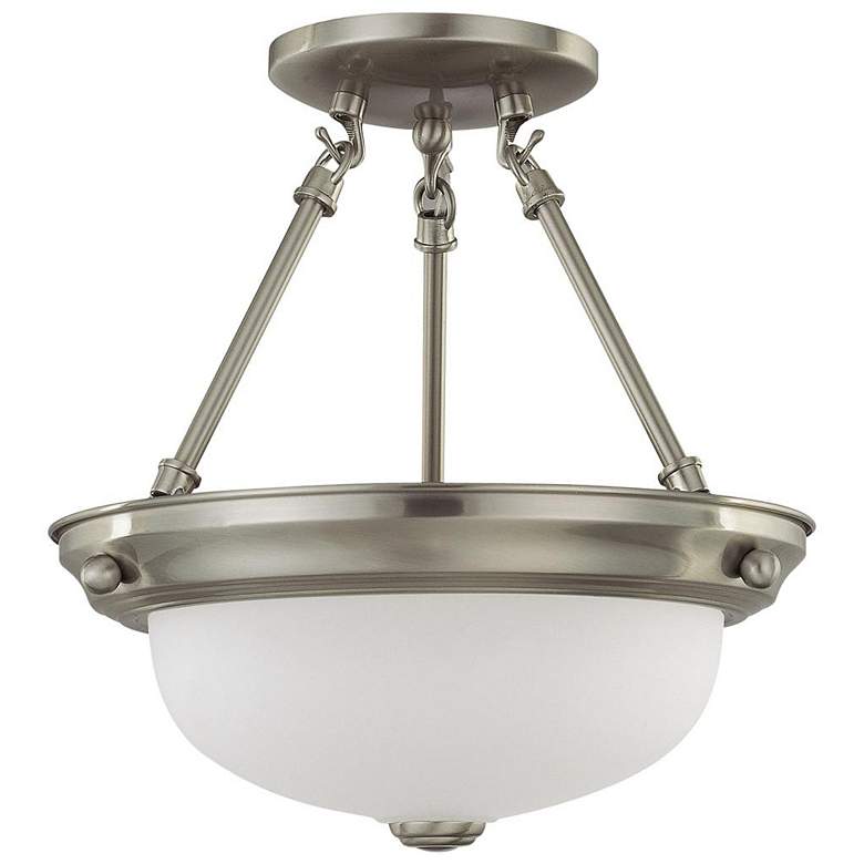 Image 1 2 Light; 11 in.; Semi-Flush with Frosted White Glass