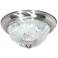 2 Light - 11" - Flush Mount - Clear Ribbed Glass - Brushed Nickel Fini