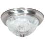 2 Light - 11" - Flush Mount - Clear Ribbed Glass - Brushed Nickel Fini