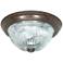 2 Light - 11" - Flush Mount - Clear Ribbed Glass - Old Bronze Finish