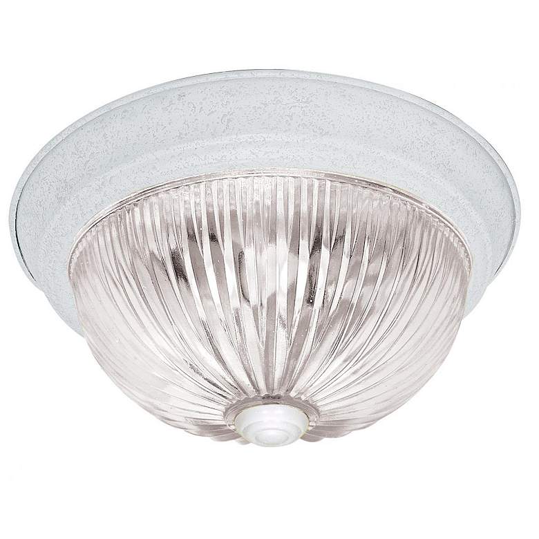 Image 1 2 Light - 11" Flush with Clear Ribbed Glass - Textured White Finish