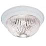 2 Light - 11" Flush with Clear Ribbed Glass - Textured White Finish