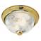 2 Light - 11" Flush with Clear Ribbed Swirl Glass - Polished Brass Fin
