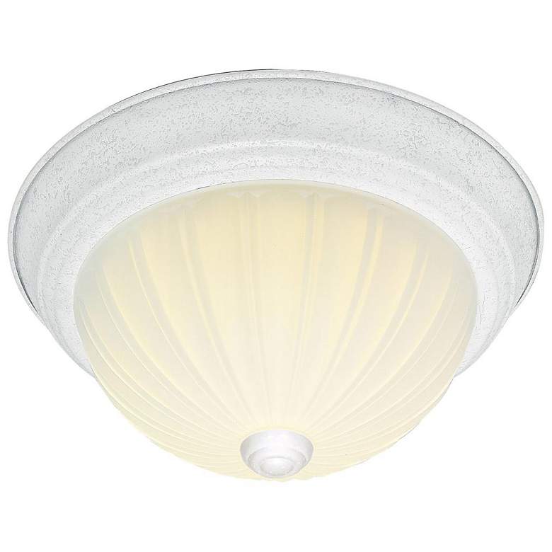 Image 1 2 Light - 11" Flush with Frosted Melon Glass - Textured White Finish