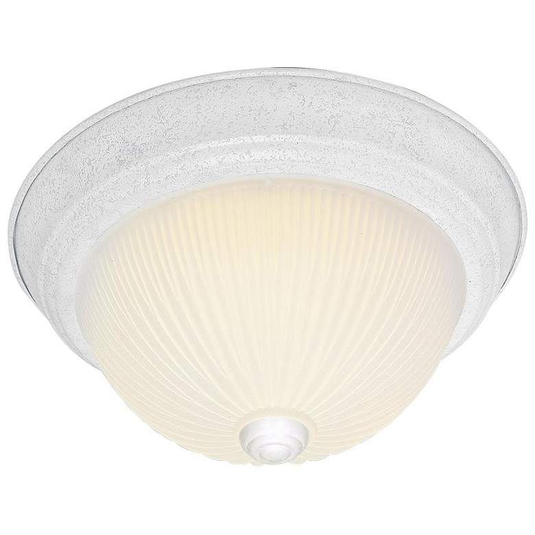 Image 1 2 Light - 11" Flush with Frosted Ribbed - Textured White Finish
