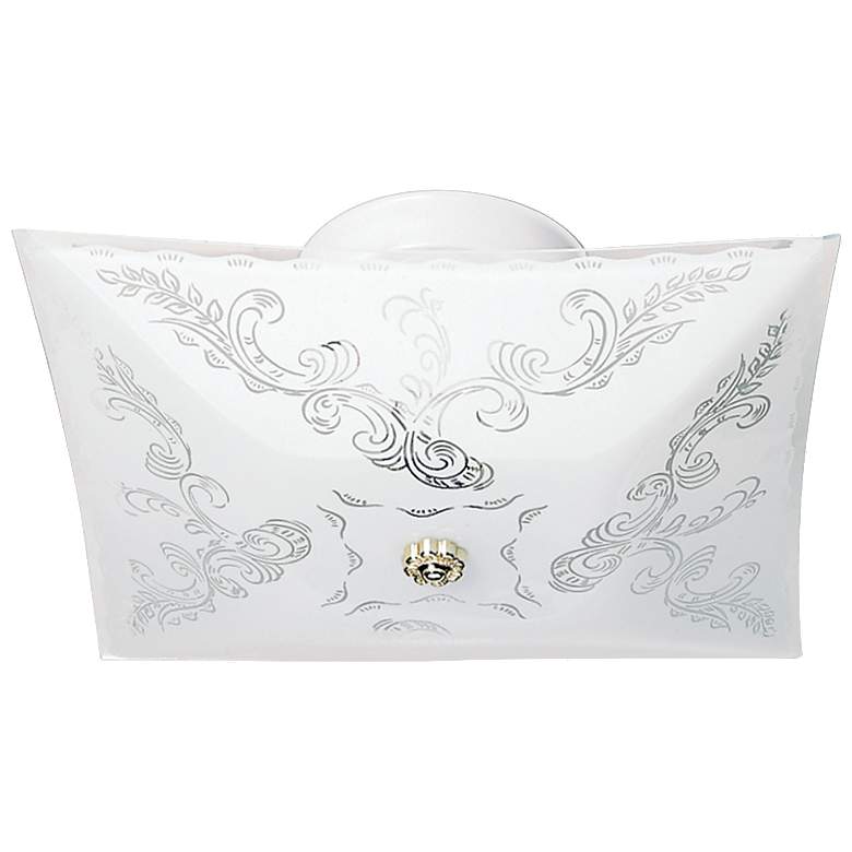 Image 1 2 Light - 12" - Ceiling Fixture - Square Floral - White Finish