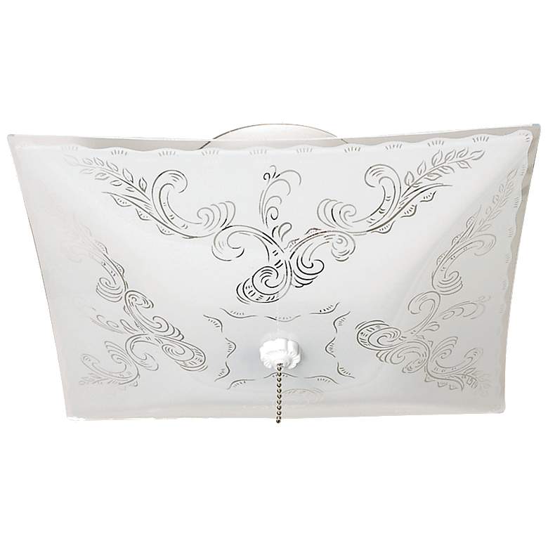 Image 1 2 Light - 12" - Ceiling - Square Floral / w Pull Chain - White Finish