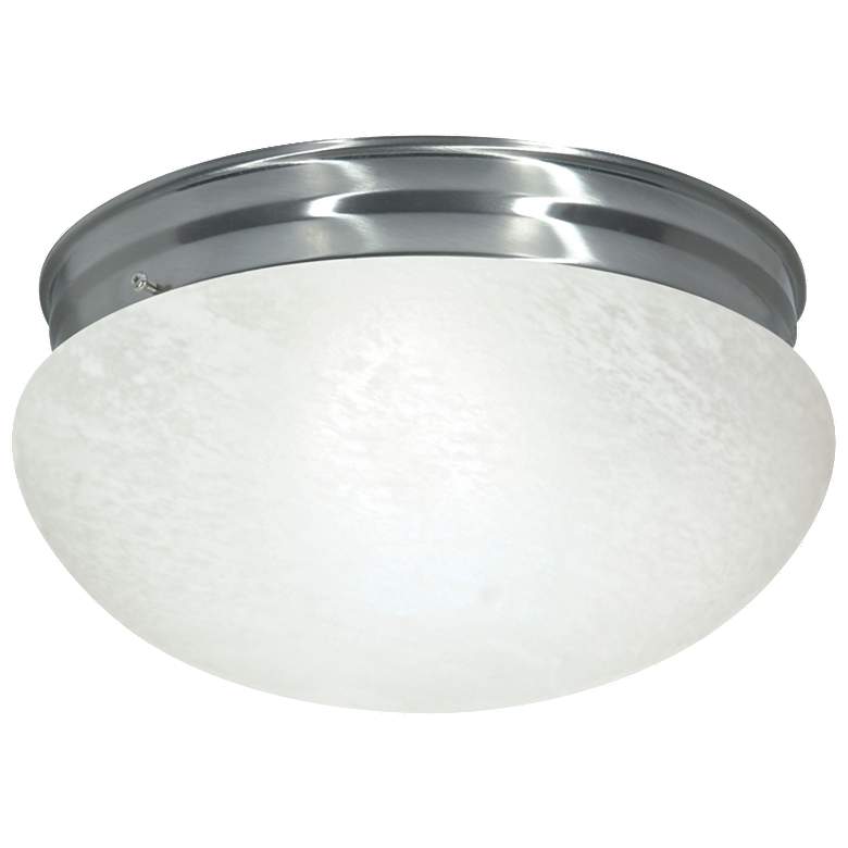 Image 1 2 Light - 12" - Flush Mount - Alabaster Mushroom - Brushed Nickel Fini