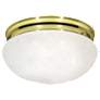 2 Light - 12" - Flush Mount - Alabaster Mushroom - Polished Brass Fini